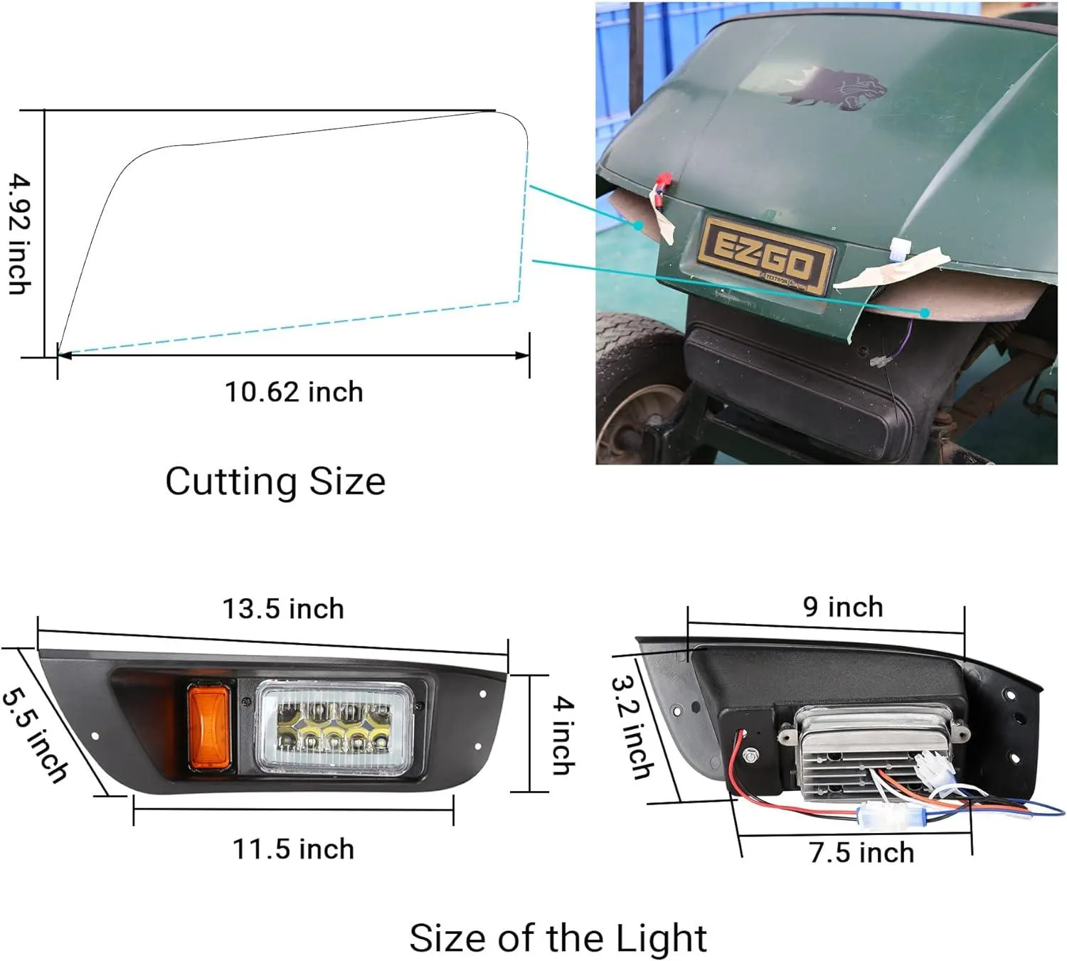 Deluxe Golf Cart Headlight Kit for EZGO TXT 1996-2013 - 10L0L