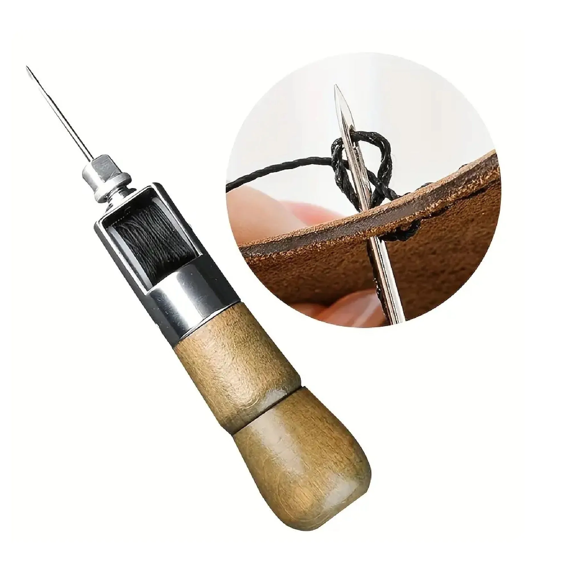 DIY Leather Sewing Awl Set Waxing Thread Hand Sewing Tools Leather Crafts Side Stitching Belt Strips Cobbler Canvas Repair Tools Hand Sewers Diy Leather Craft Vegetable Tanned Leather Tools