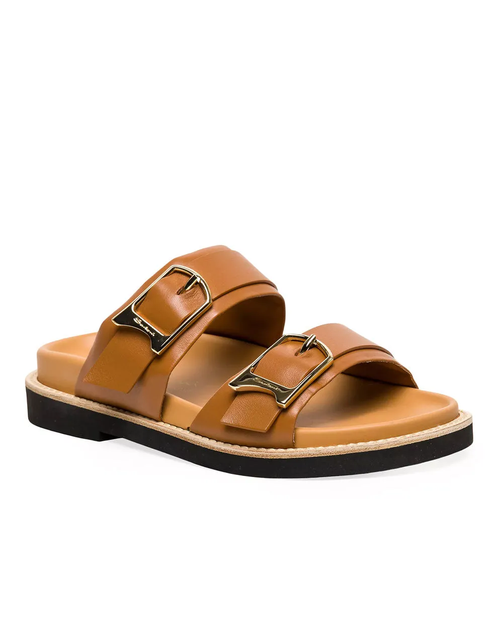 Double Buckle Sport Sandal in Light Brown