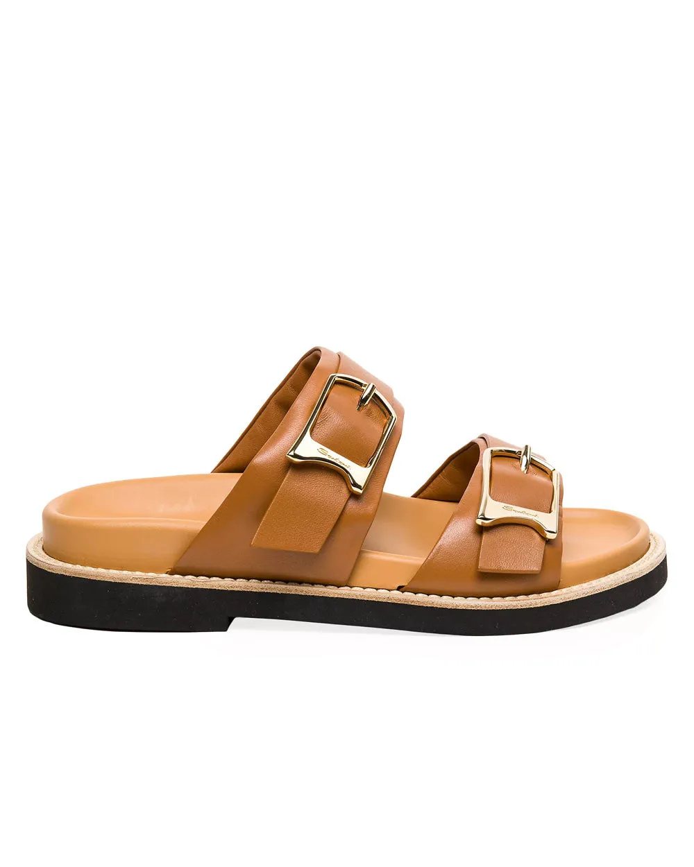 Double Buckle Sport Sandal in Light Brown