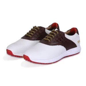 Euro White & Brown Golf Shoes