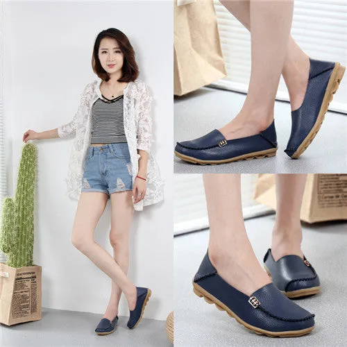 Fashion women casual shoes spring women Flats solid color loafers mother leather shoes Slip on female flats ladies 2017 SRT432