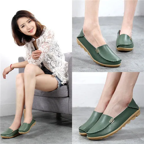 Fashion women casual shoes spring women Flats solid color loafers mother leather shoes Slip on female flats ladies 2017 SRT432