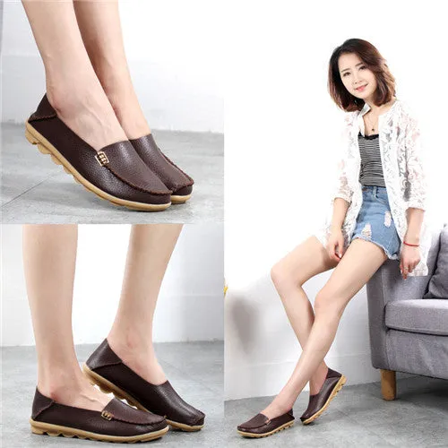 Fashion women casual shoes spring women Flats solid color loafers mother leather shoes Slip on female flats ladies 2017 SRT432