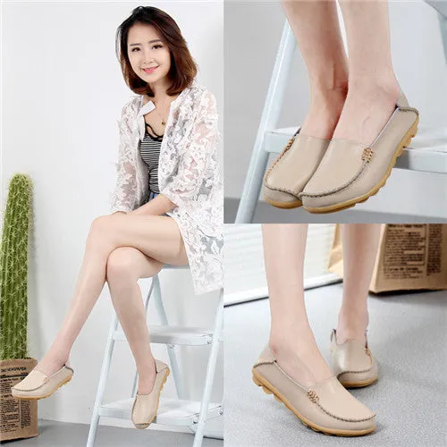 Fashion women casual shoes spring women Flats solid color loafers mother leather shoes Slip on female flats ladies 2017 SRT432