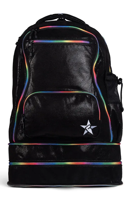 Faux Suede in Black Rebel Dream Bag Plus with Rainbow Zipper