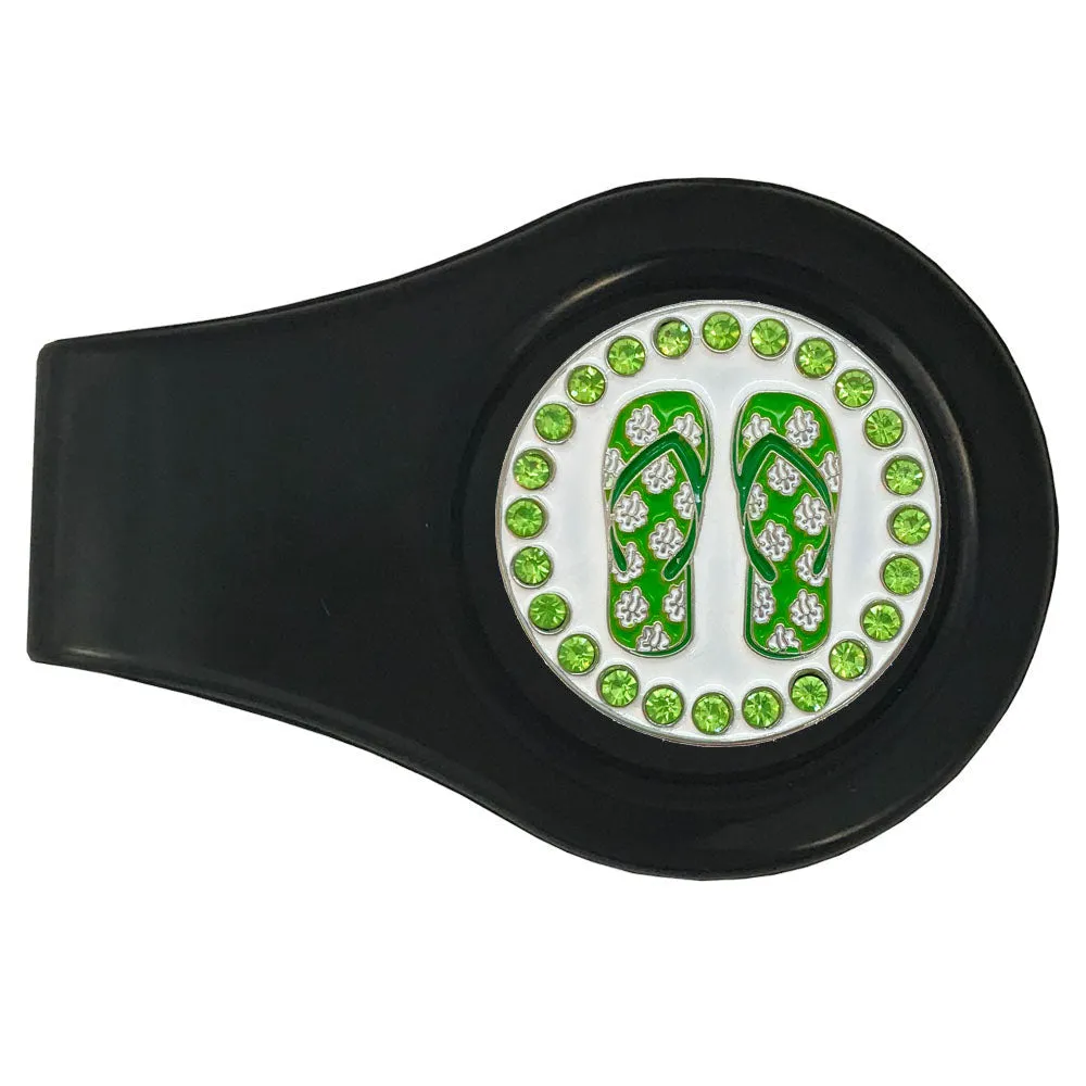 Flip Flops (Green) Golf Ball Marker With Colored Clip