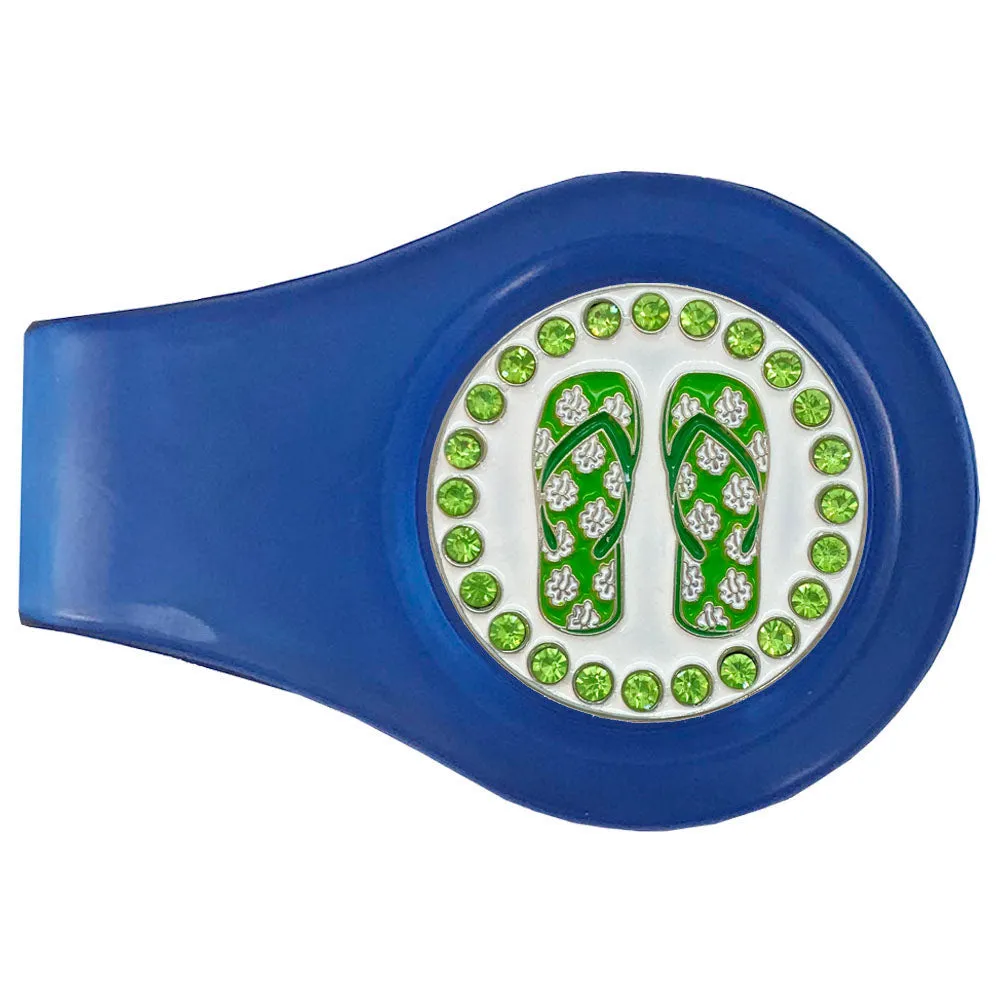 Flip Flops (Green) Golf Ball Marker With Colored Clip