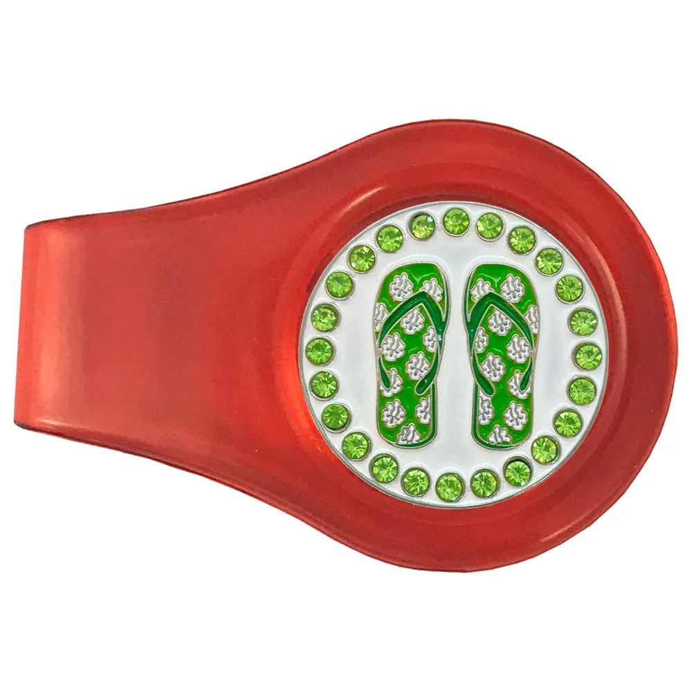 Flip Flops (Green) Golf Ball Marker With Colored Clip