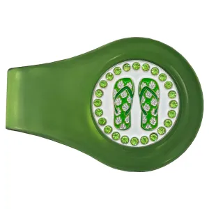 Flip Flops (Green) Golf Ball Marker With Colored Clip