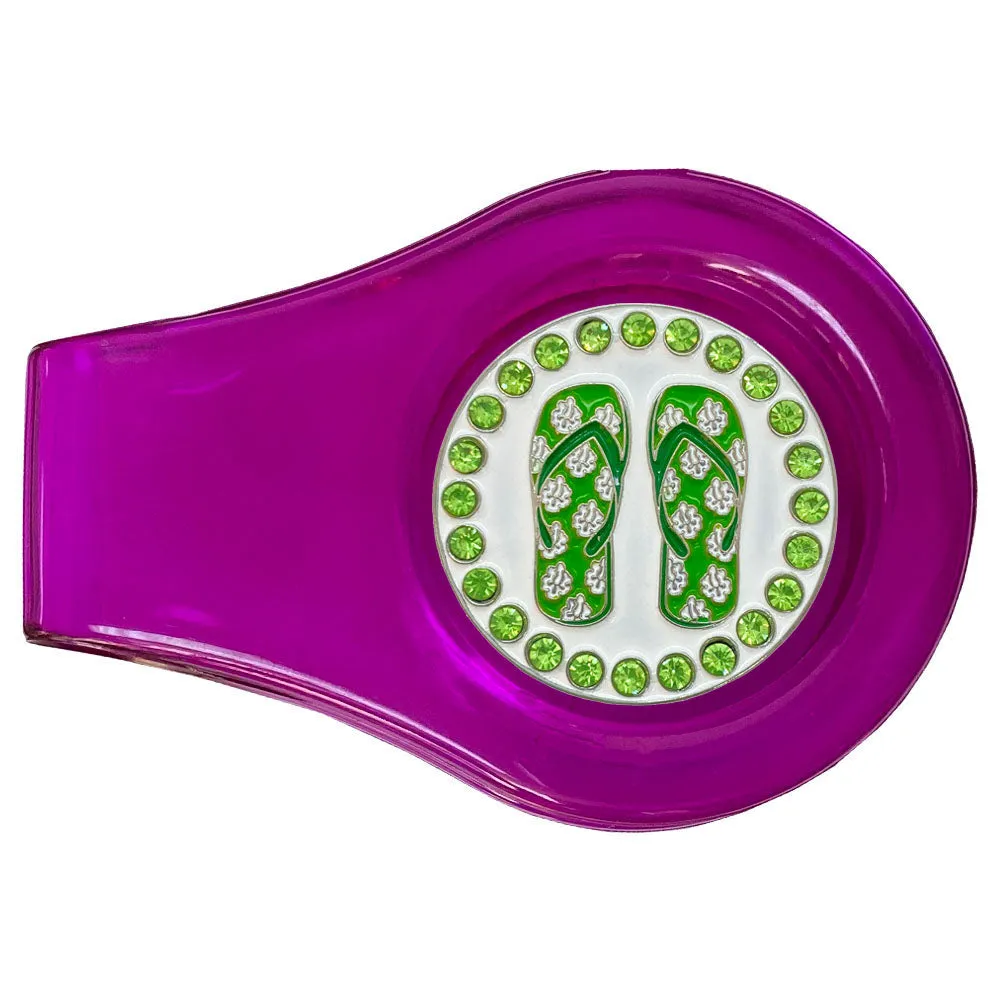 Flip Flops (Green) Golf Ball Marker With Colored Clip