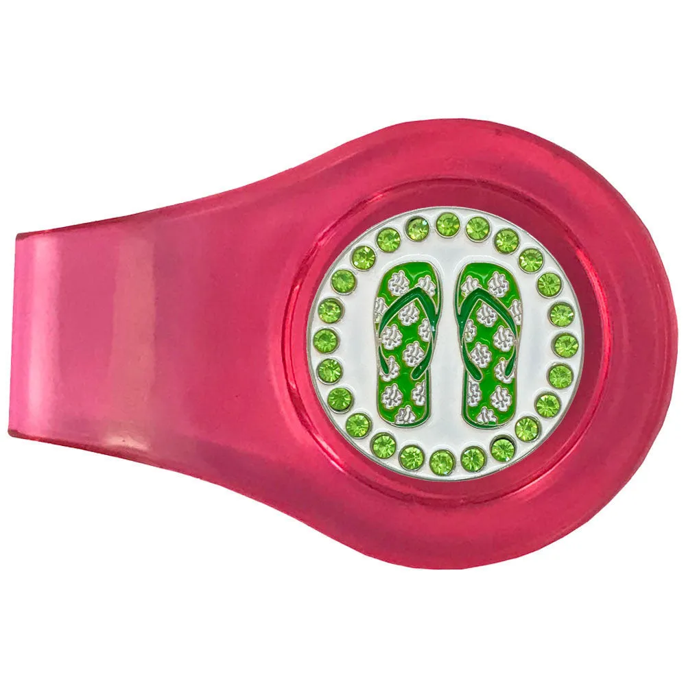 Flip Flops (Green) Golf Ball Marker With Colored Clip