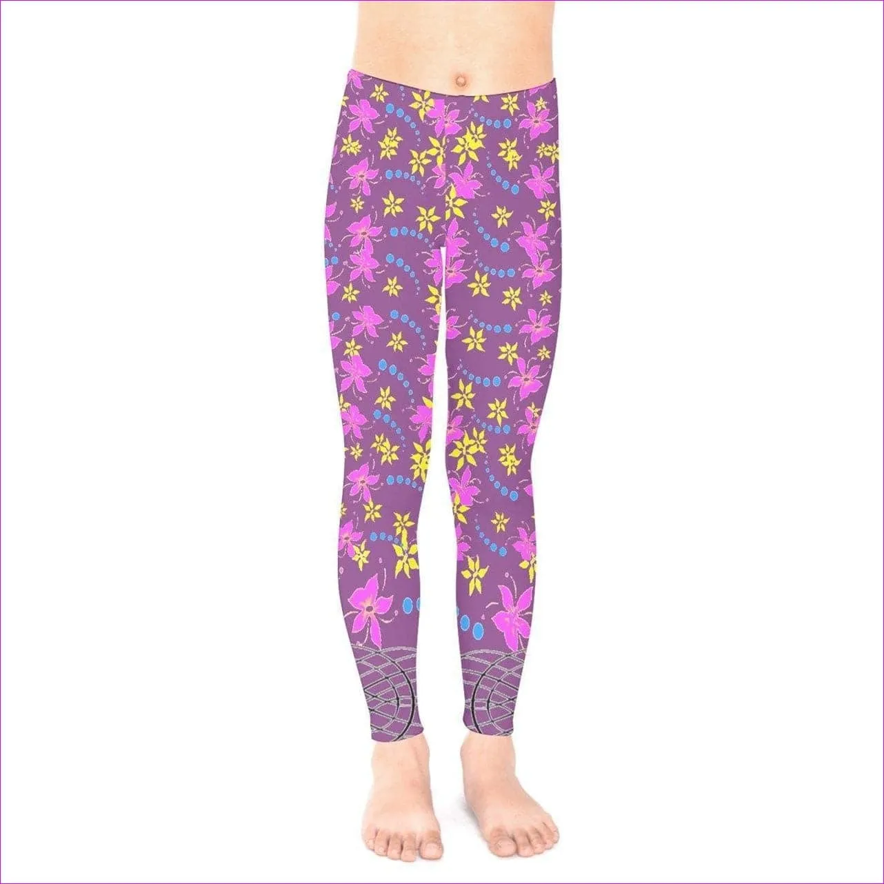 Floral Kids in Purple Kids Leggings