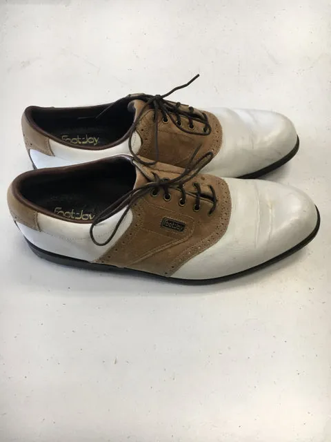 FootJoy DryJoy White/Tan Mens Size Specific 11.5 Used Golf Shoes