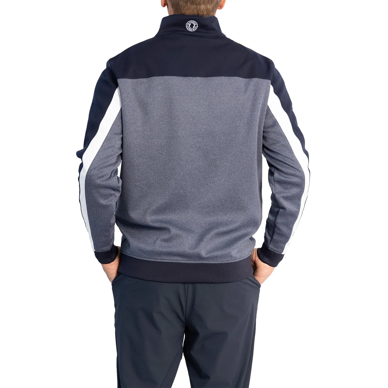 Glenmuir Douglas Quarter Zip Colour Block Performance Golf Midlayer - Navy Marl/ Navy