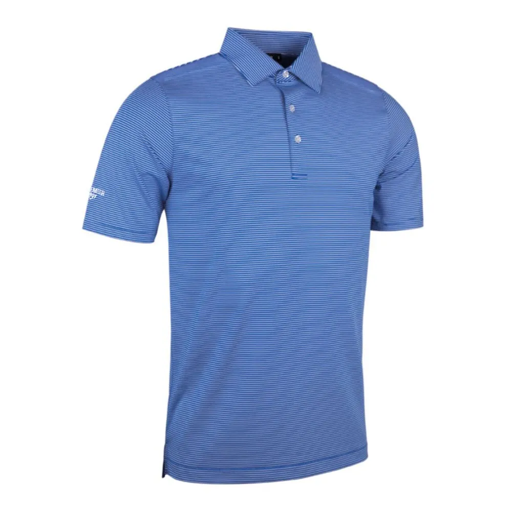 Glenmuir Torrence Micro Stripe Performance Golf Shirt - Ascot Blue/ White