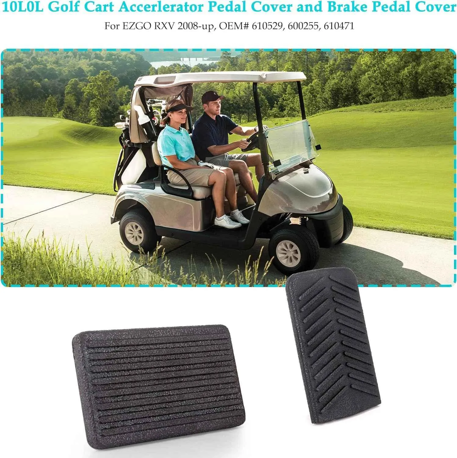 Golf Cart Accelerator & Brake Pedal Pad Cover for EZGO RXV 2008-Up - 10L0L