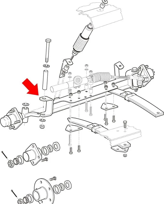 Golf Cart Front Axle Weldment for EZGO TXT 2001-up Gas & Electric - 10L0L