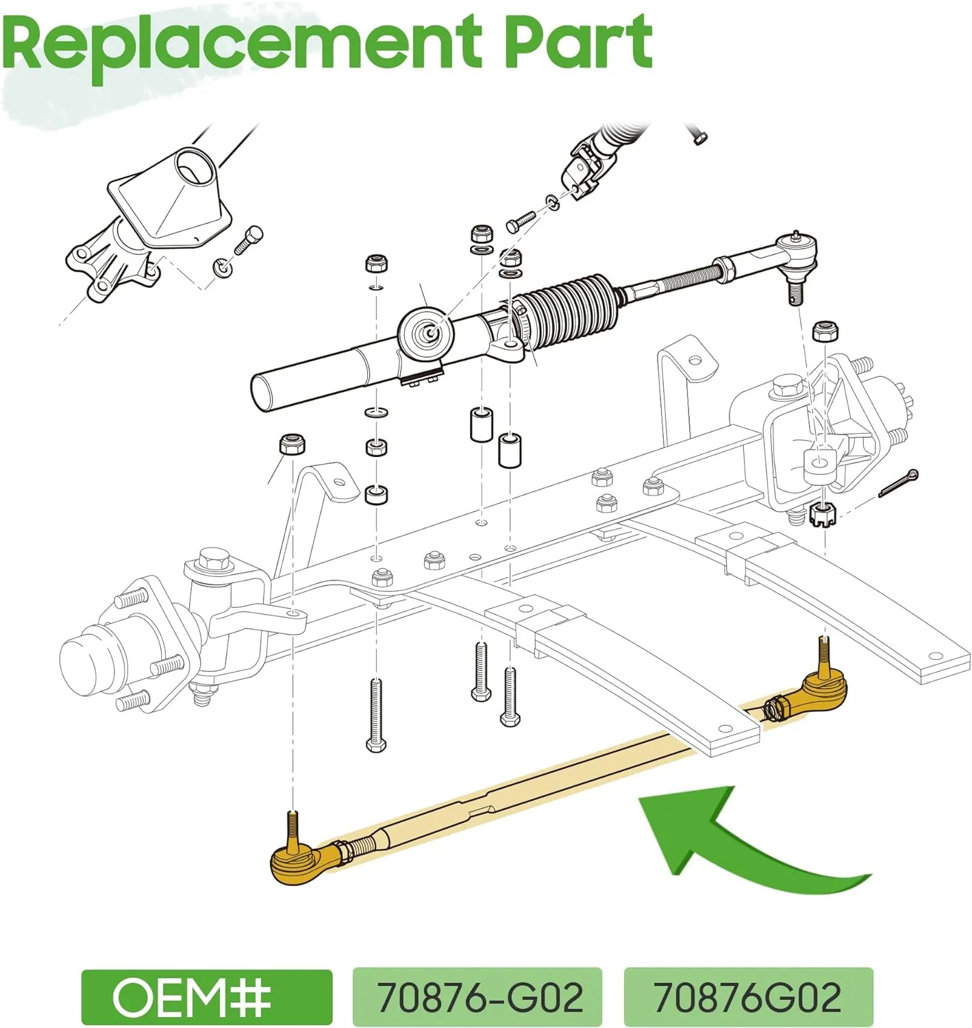 Golf cart tie rod assembly 26.44 Inch for EZGO TXT Gas & Electric 2001-Up - 10L0L