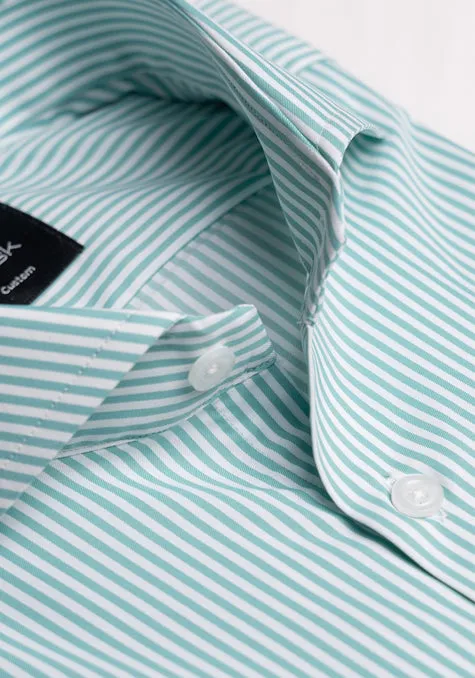 Green Performance Stretch Stripes Shirt - Wrinkle Free