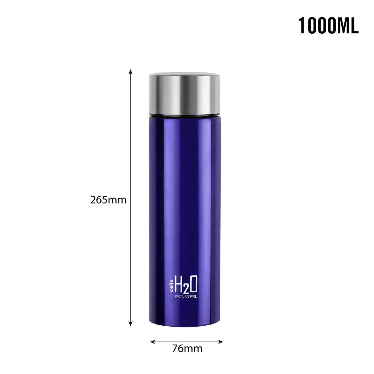 H2O Stainless Steel Water Bottle, 1000ml