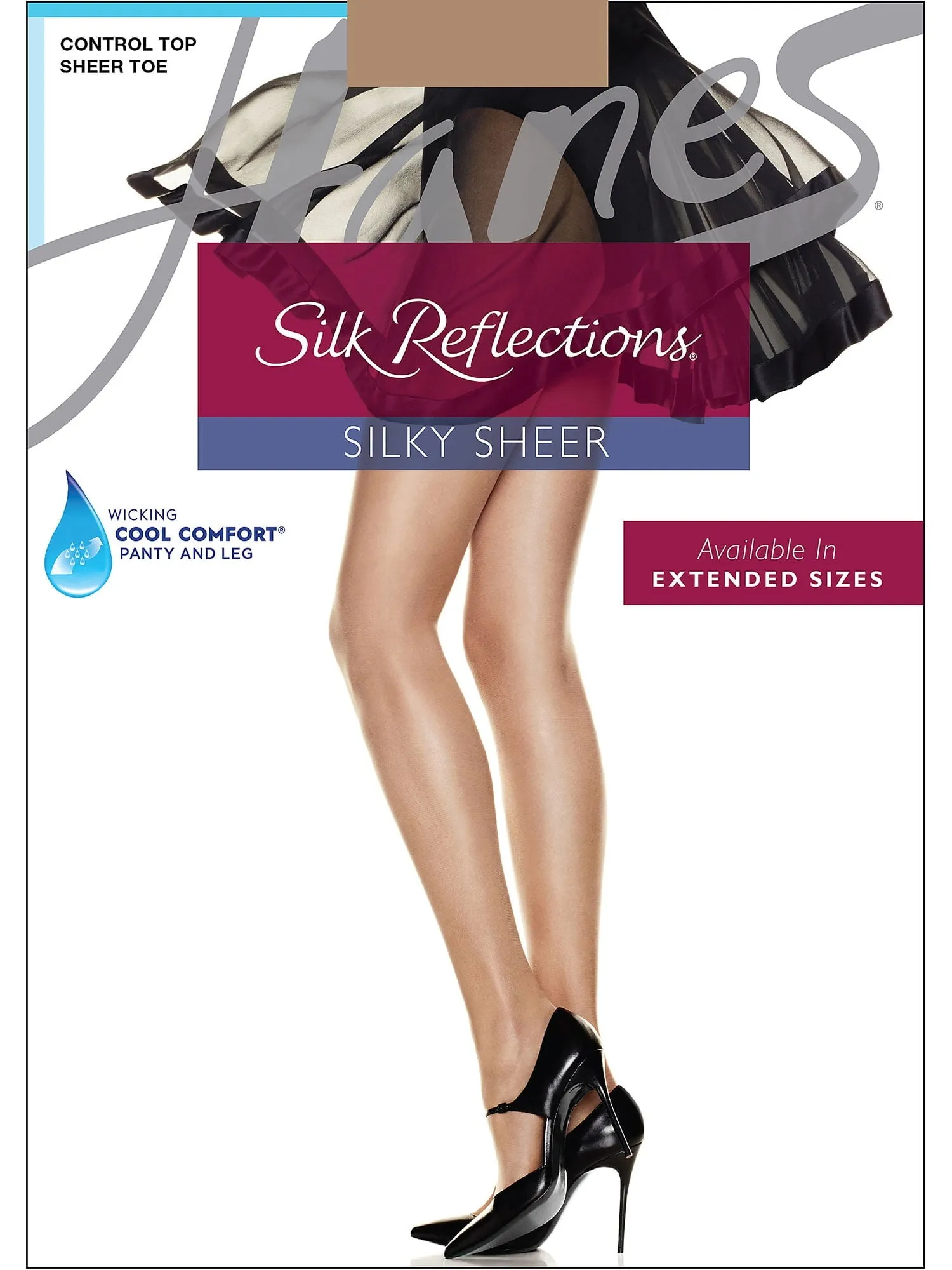 Hanes Silk Reflections Control Top Pantyhose with Sheer Toe Barely There CD Women's