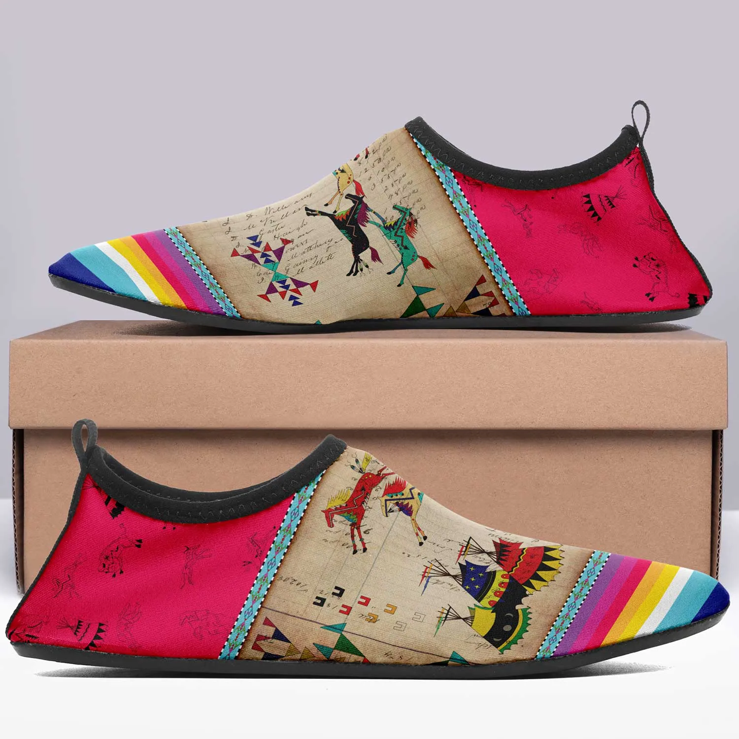 Horses Running Berry Kid's Sockamoccs Slip On Shoes