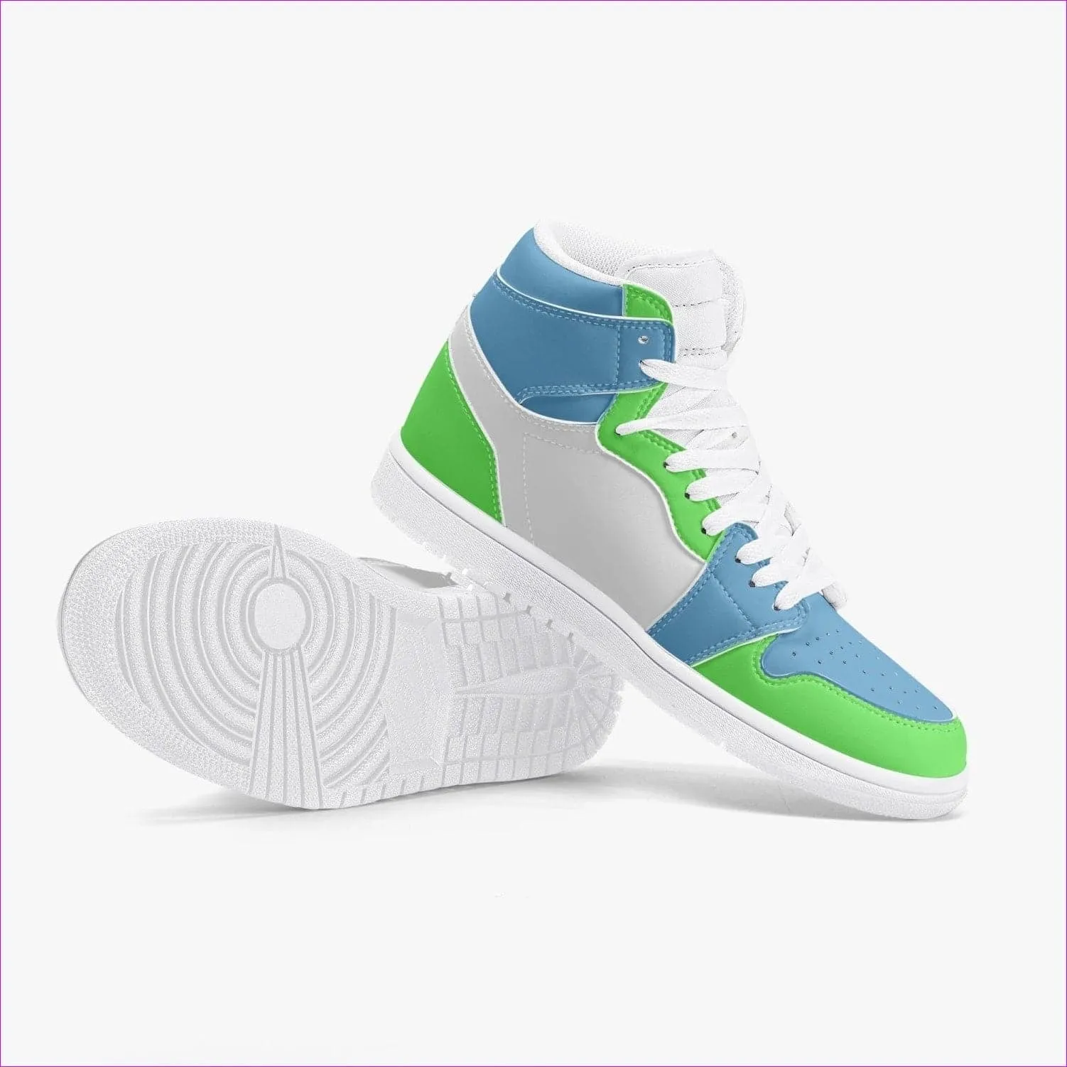 Kiwi Blue High-Top Leather Sneakers