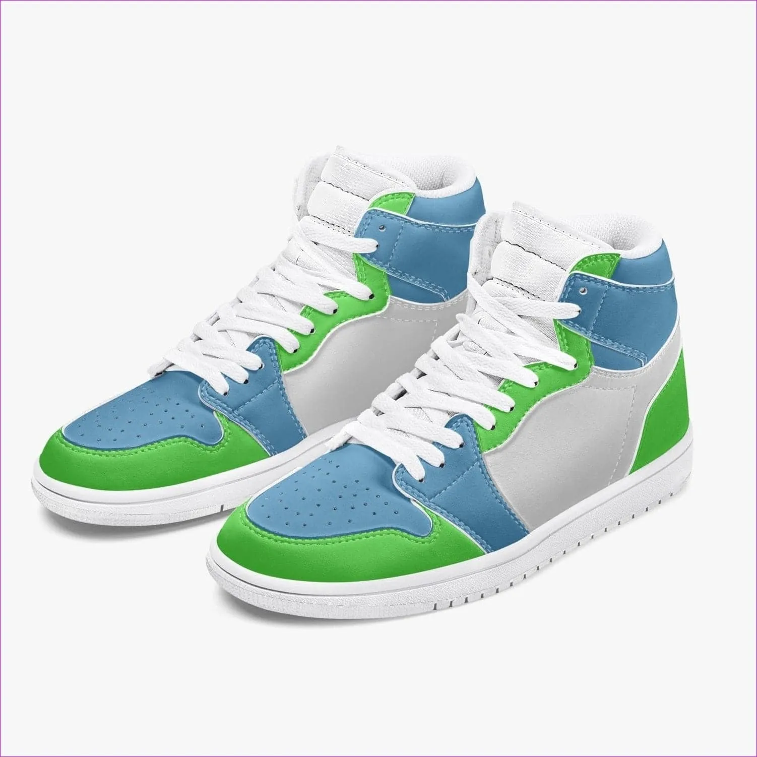 Kiwi Blue High-Top Leather Sneakers