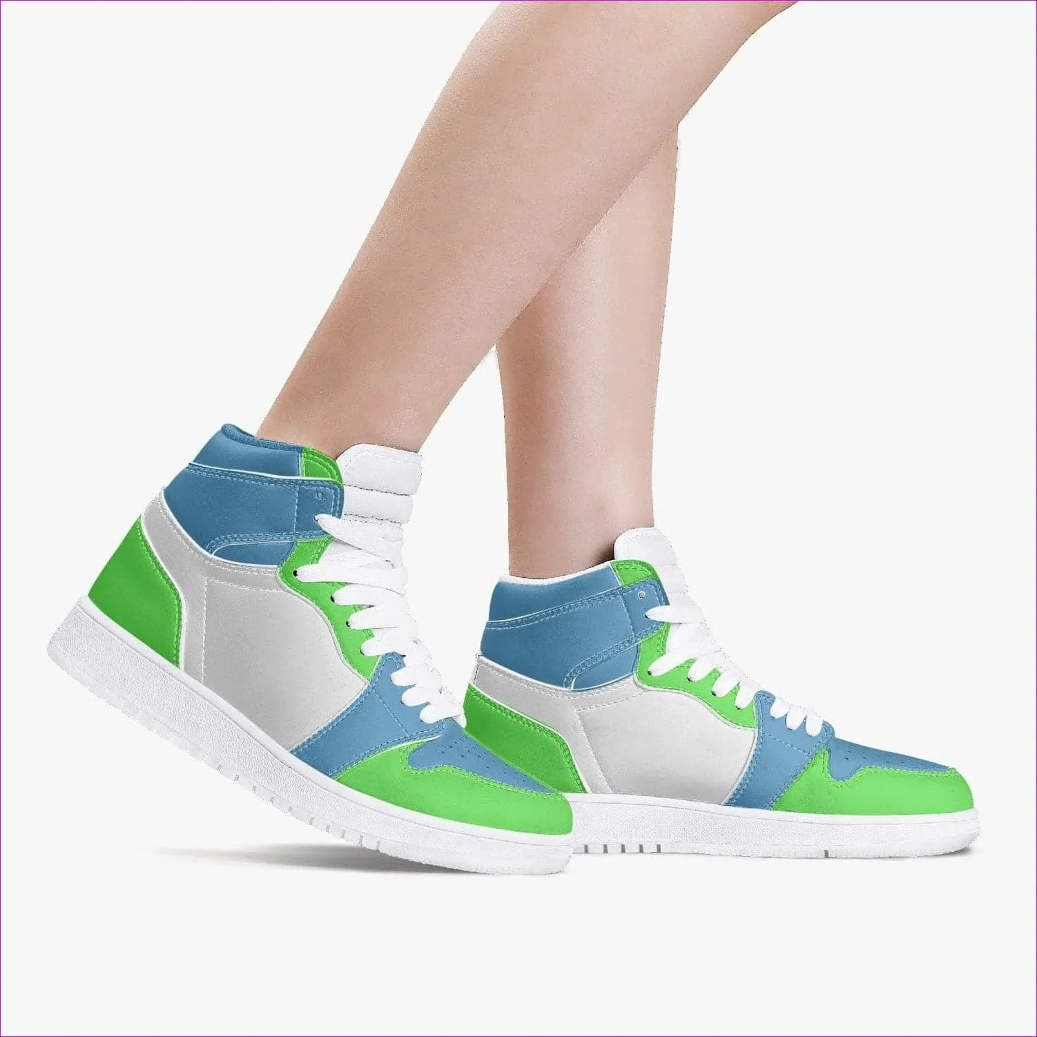 Kiwi Blue High-Top Leather Sneakers