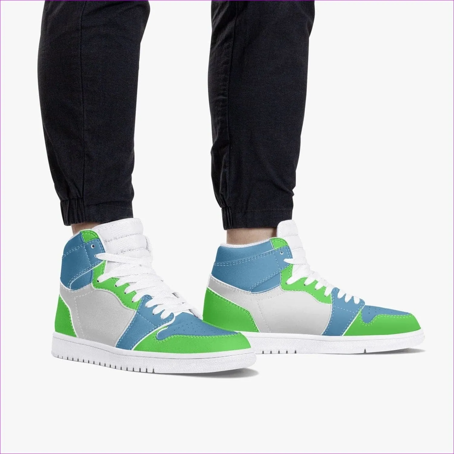 Kiwi Blue High-Top Leather Sneakers