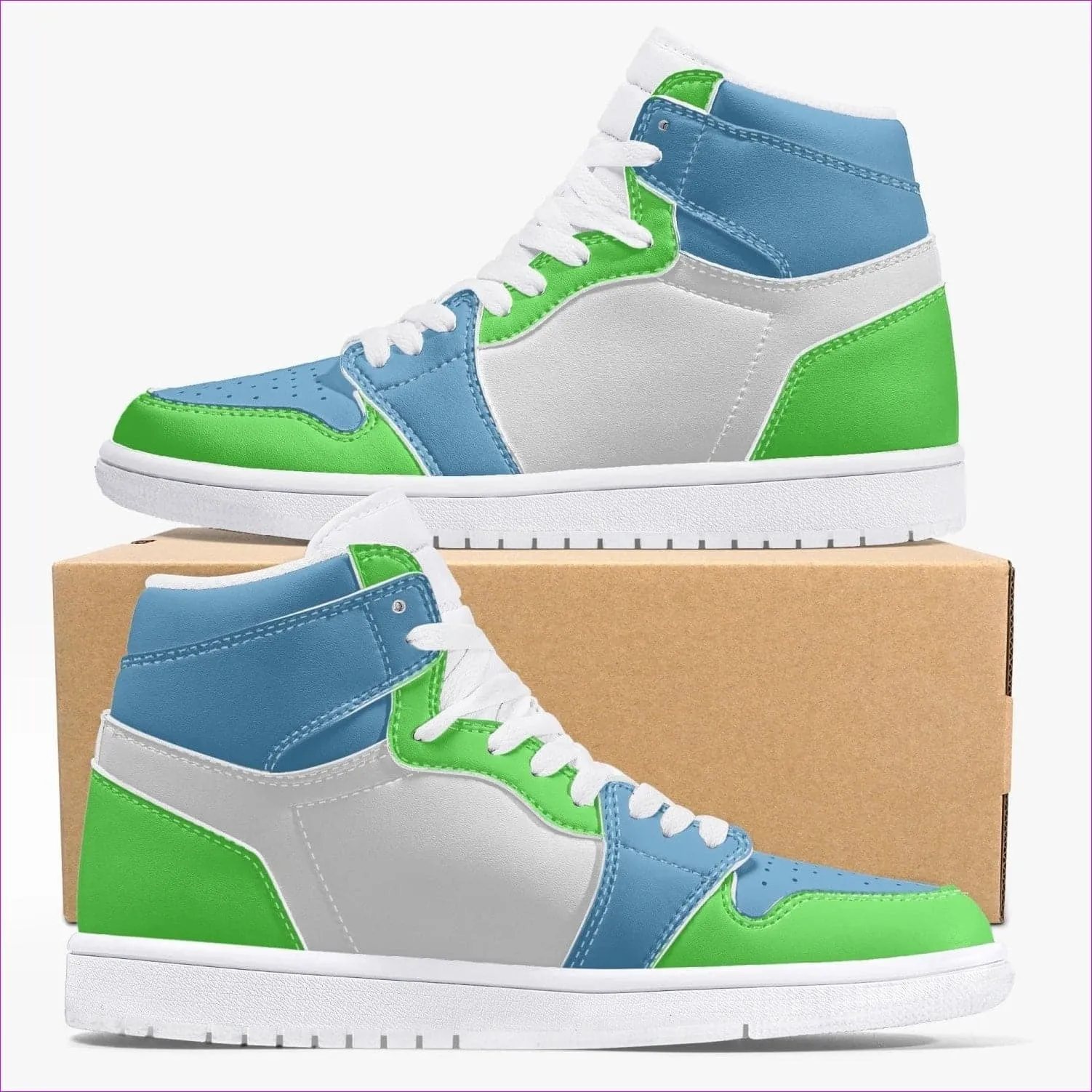 Kiwi Blue High-Top Leather Sneakers