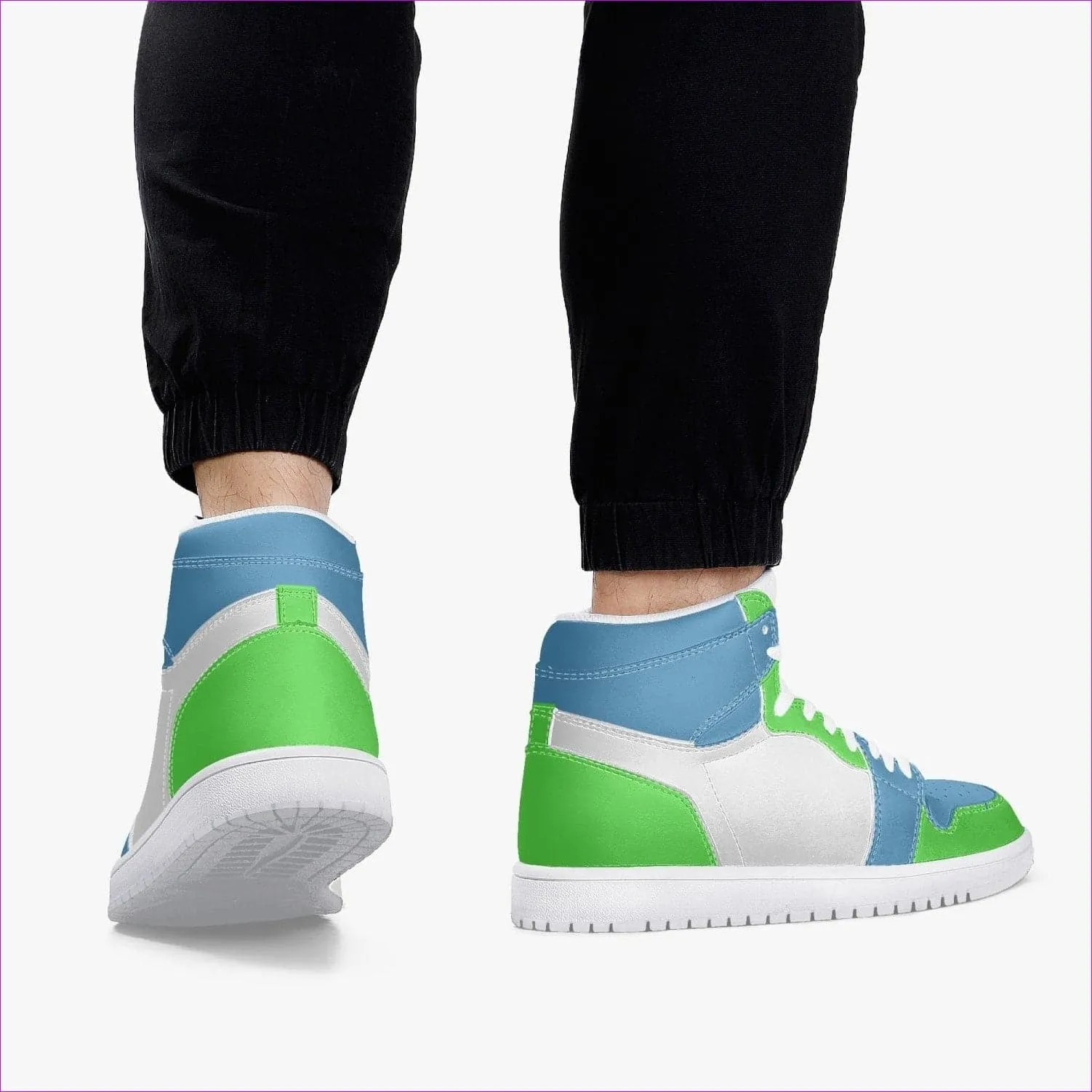 Kiwi Blue High-Top Leather Sneakers