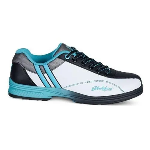 KR Strikeforce Womens Starr White/Black/Teal Right Hand Wide Bowling Shoes