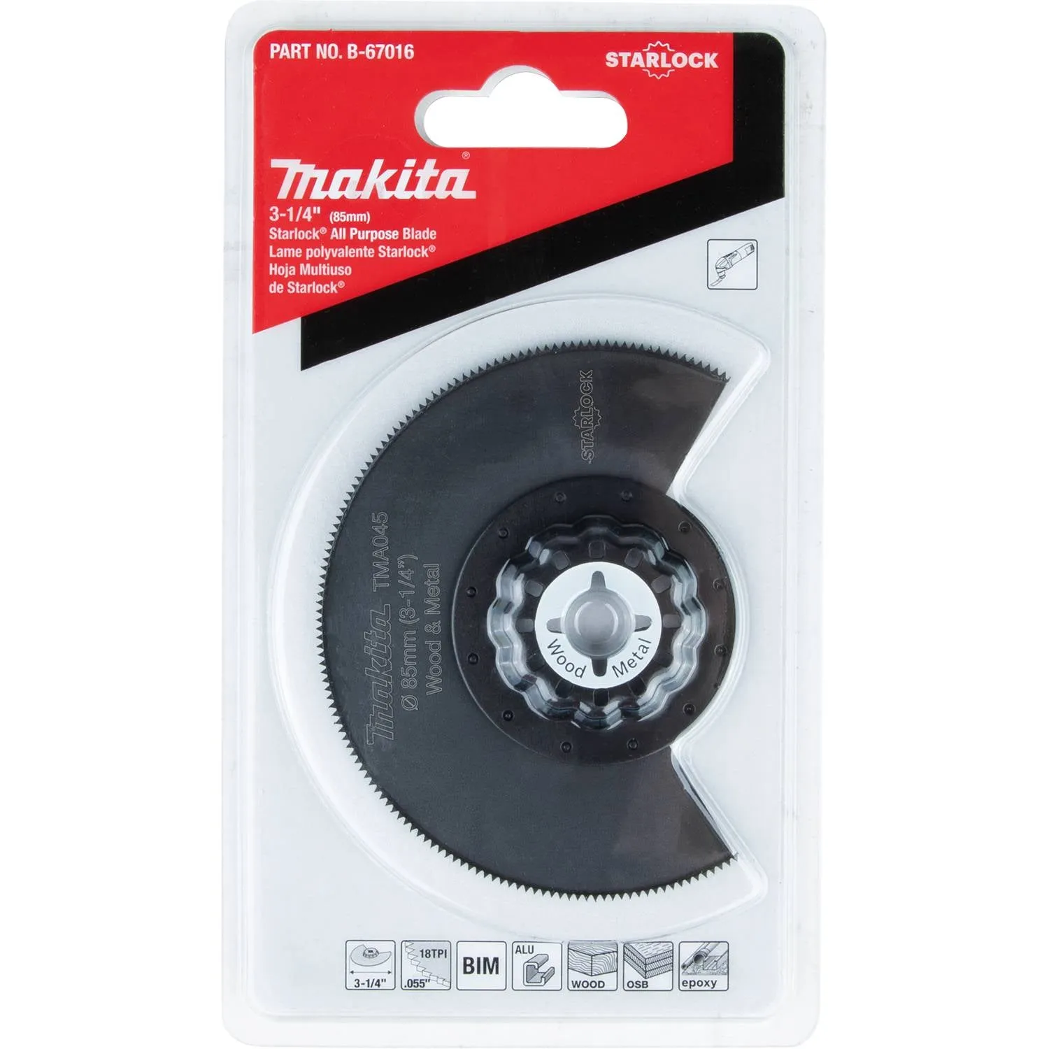 Makita (B-67016) Starlock® Oscillating Multi-Tool 3-1/4" Bi-Metal Round Segmented Saw Blade