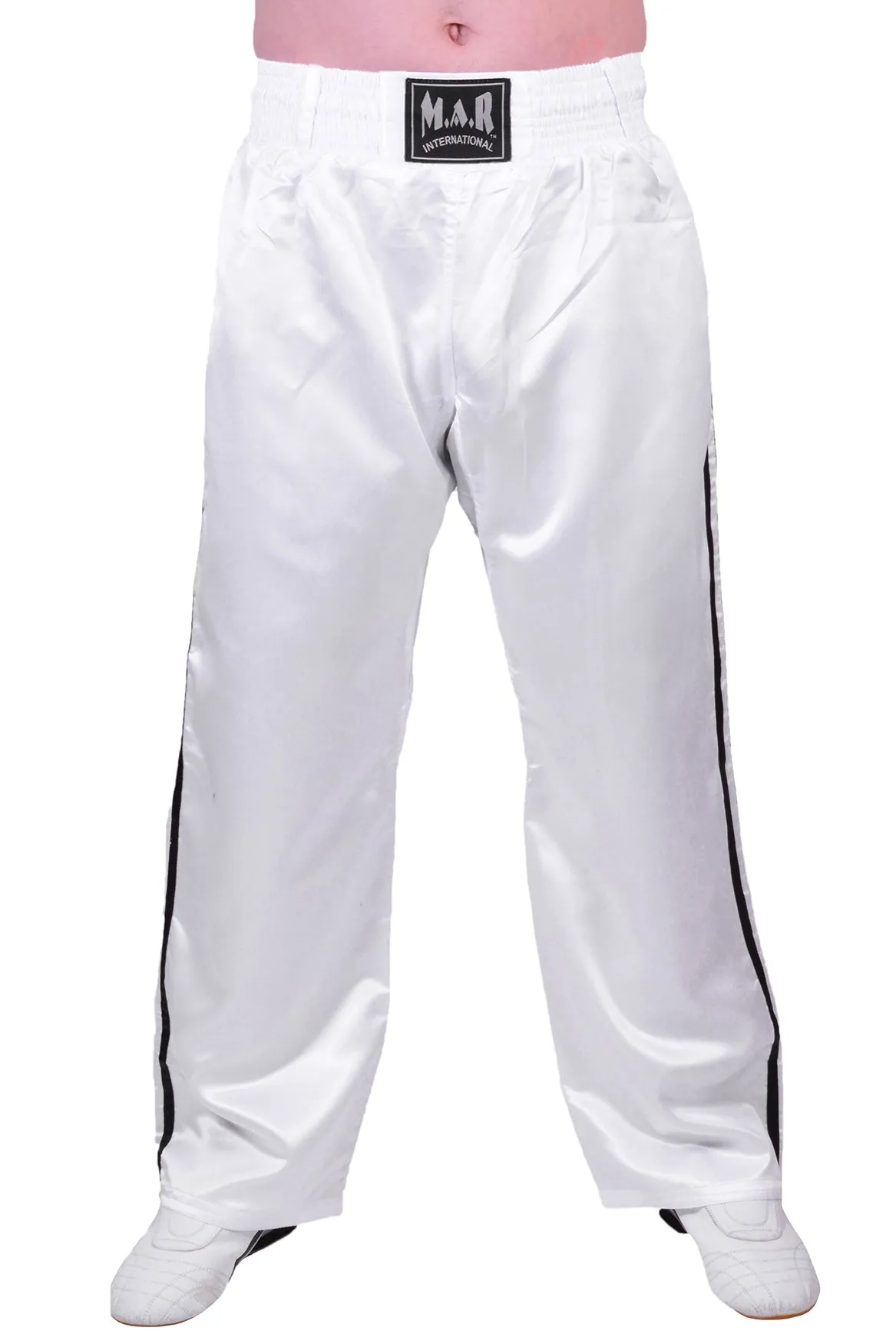 MAR-089C | Full Contact White Black Kickboxing & Freestyle Trousers