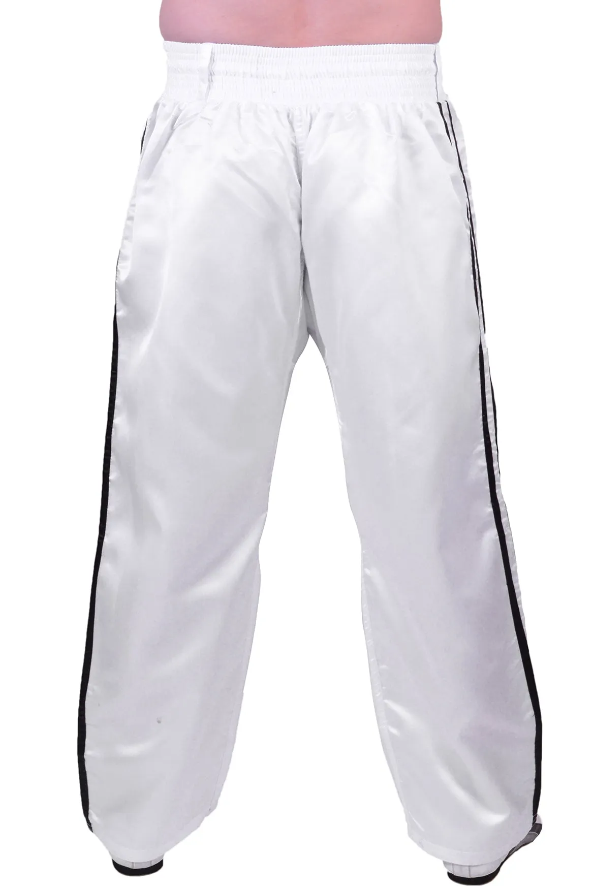 MAR-089C | Full Contact White Black Kickboxing & Freestyle Trousers