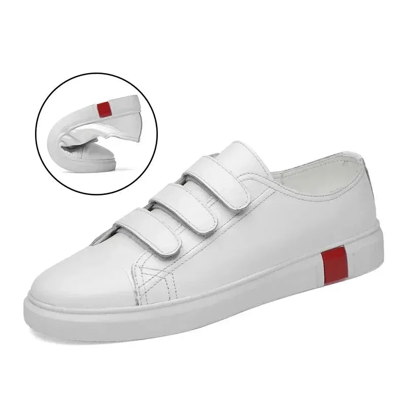 Men Casual Shoes  Lightweight White Black Sneakers Split Leather Breathable Men's Flats Shoes Walking For Men