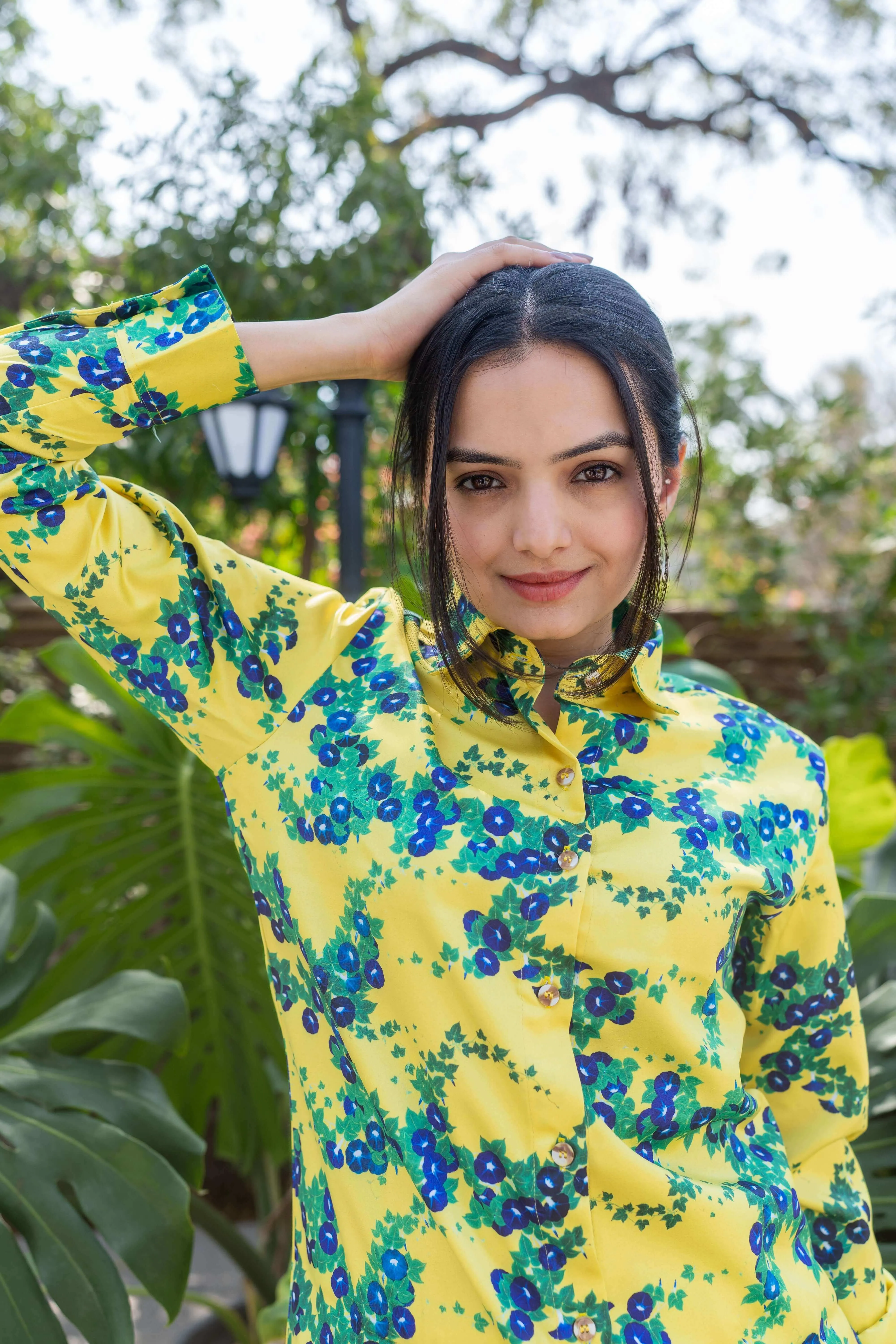 Morning Glories Yellow Floral Shirt