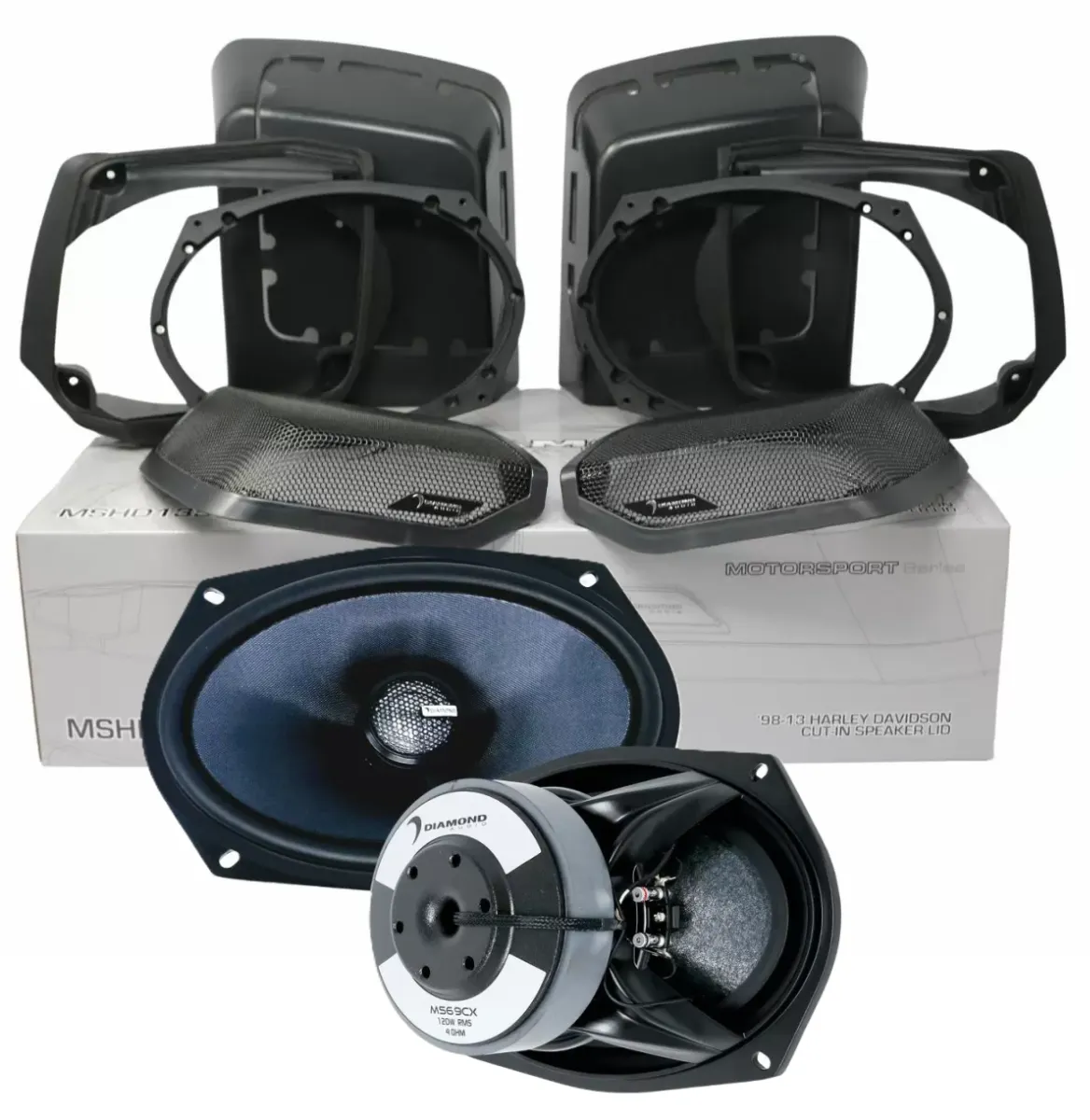 MS694CX2LK13 - 1998-2013 Harley Davidson Lid Kit with MS69CX (4Ω) Speaker