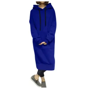 New EHQJNJ Pullover Oversize Sweater Dress Hoodie for Women Plus Size One Size Fits up to Size 18, Blue