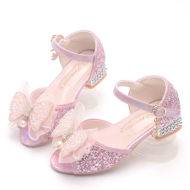 Pearl Butterfly Sequin Party Performance Dress Girls Shoes