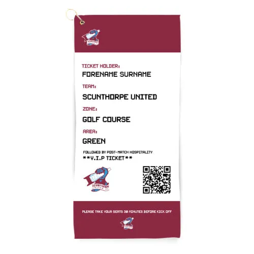 Personalised Scunthorpe United FC Ticket Golf Towel