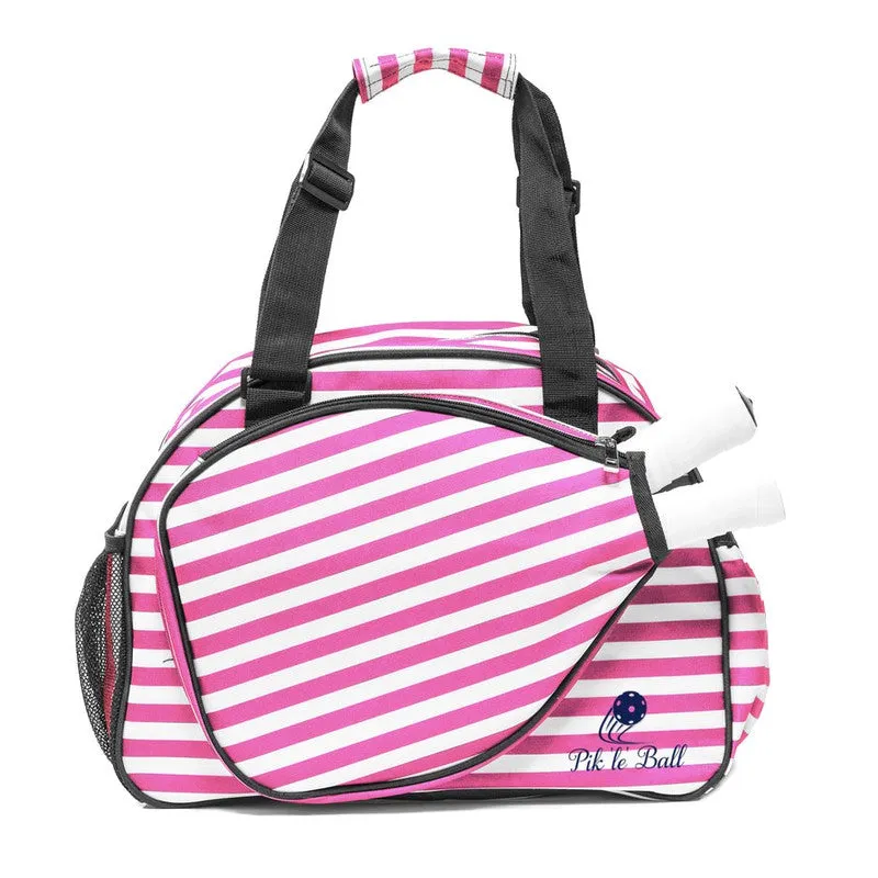 Pik'le'Ball Pickleball Tote - Pink Stripe