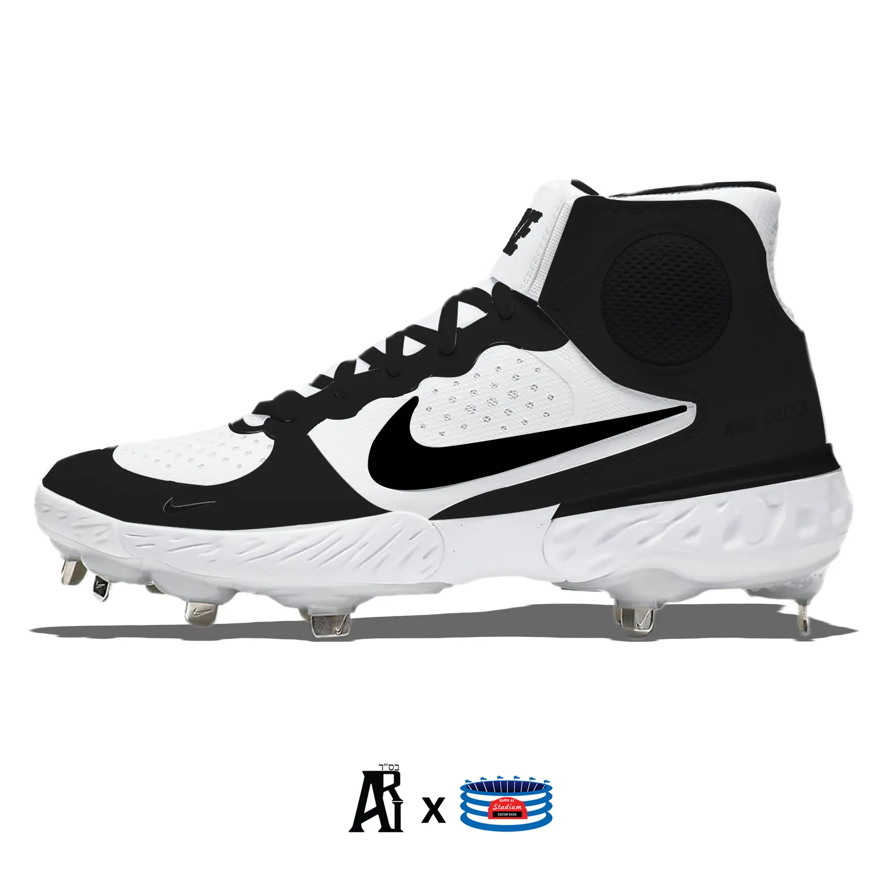 "Black & White" Nike Alpha Huarache Elite 3 Mid Cleats