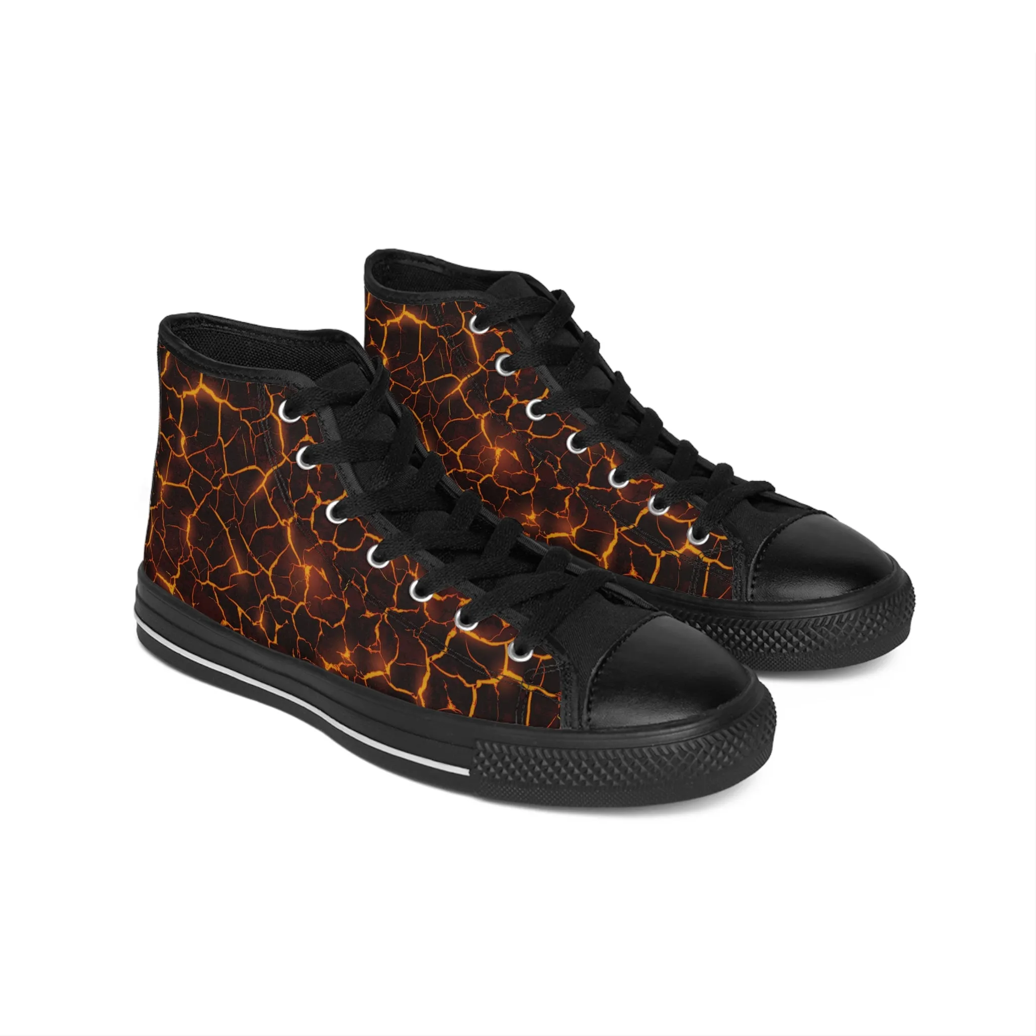 Red Lava Pattern Women's Classic Sneakers