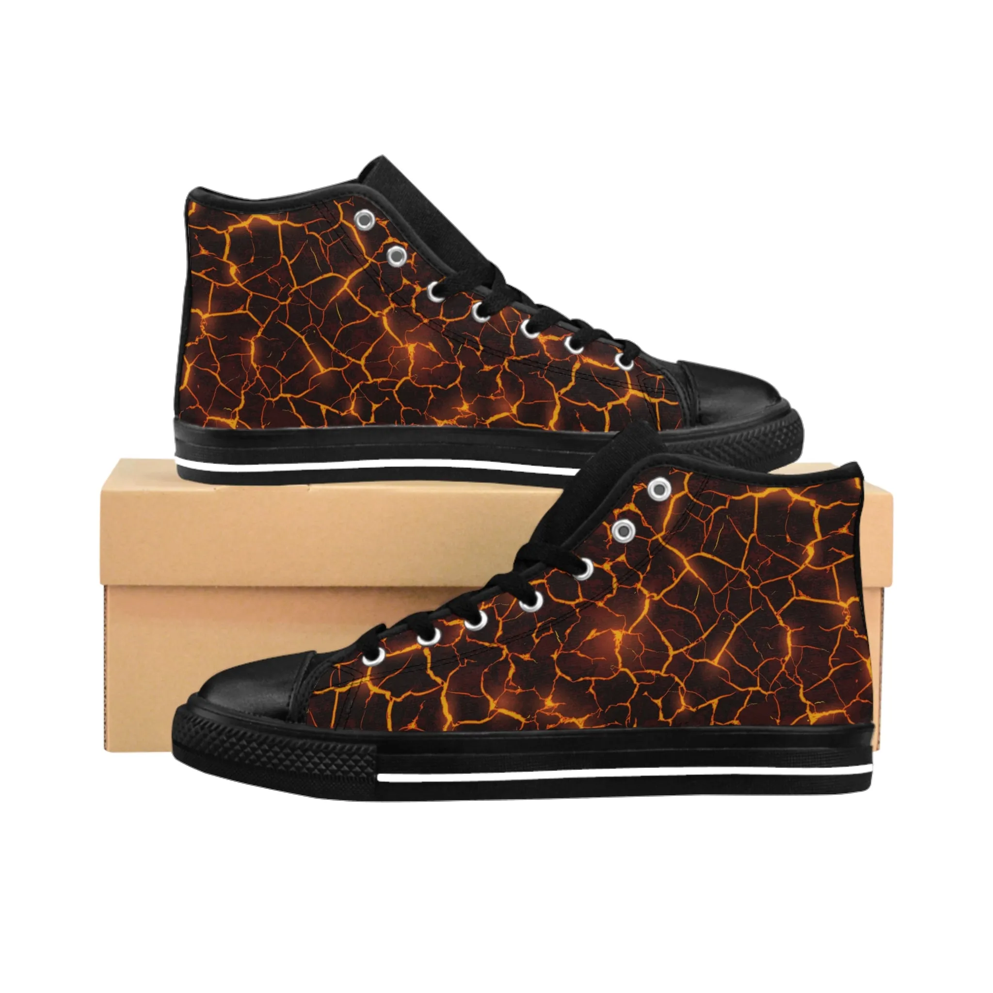 Red Lava Pattern Women's Classic Sneakers