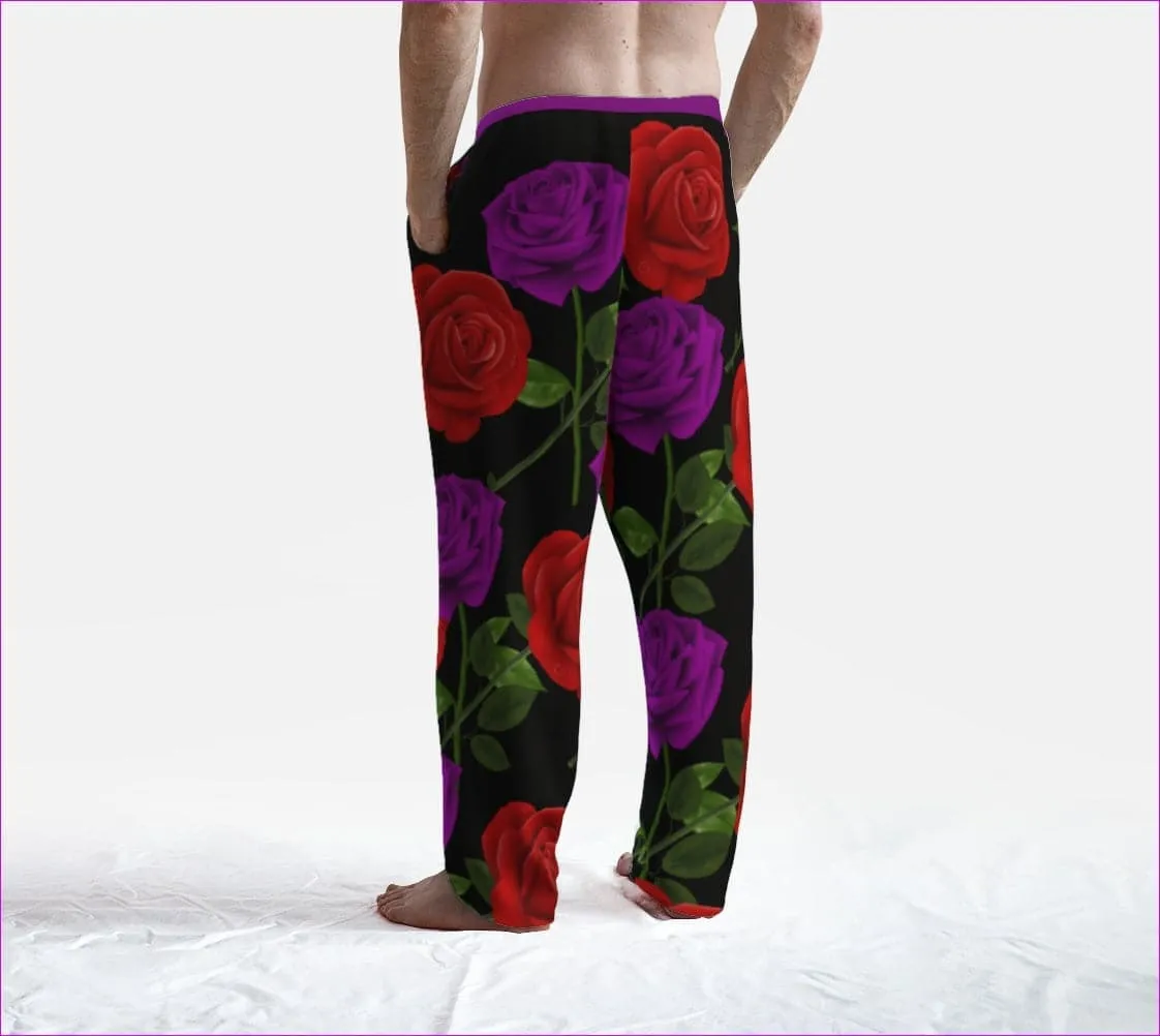 Red Rose Purp Women's Black Lounge Pants