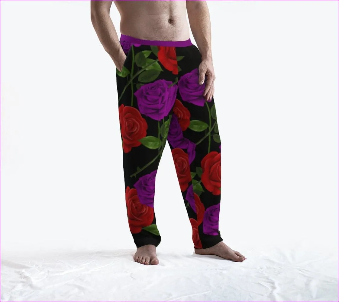 Red Rose Purp Women's Black Lounge Pants