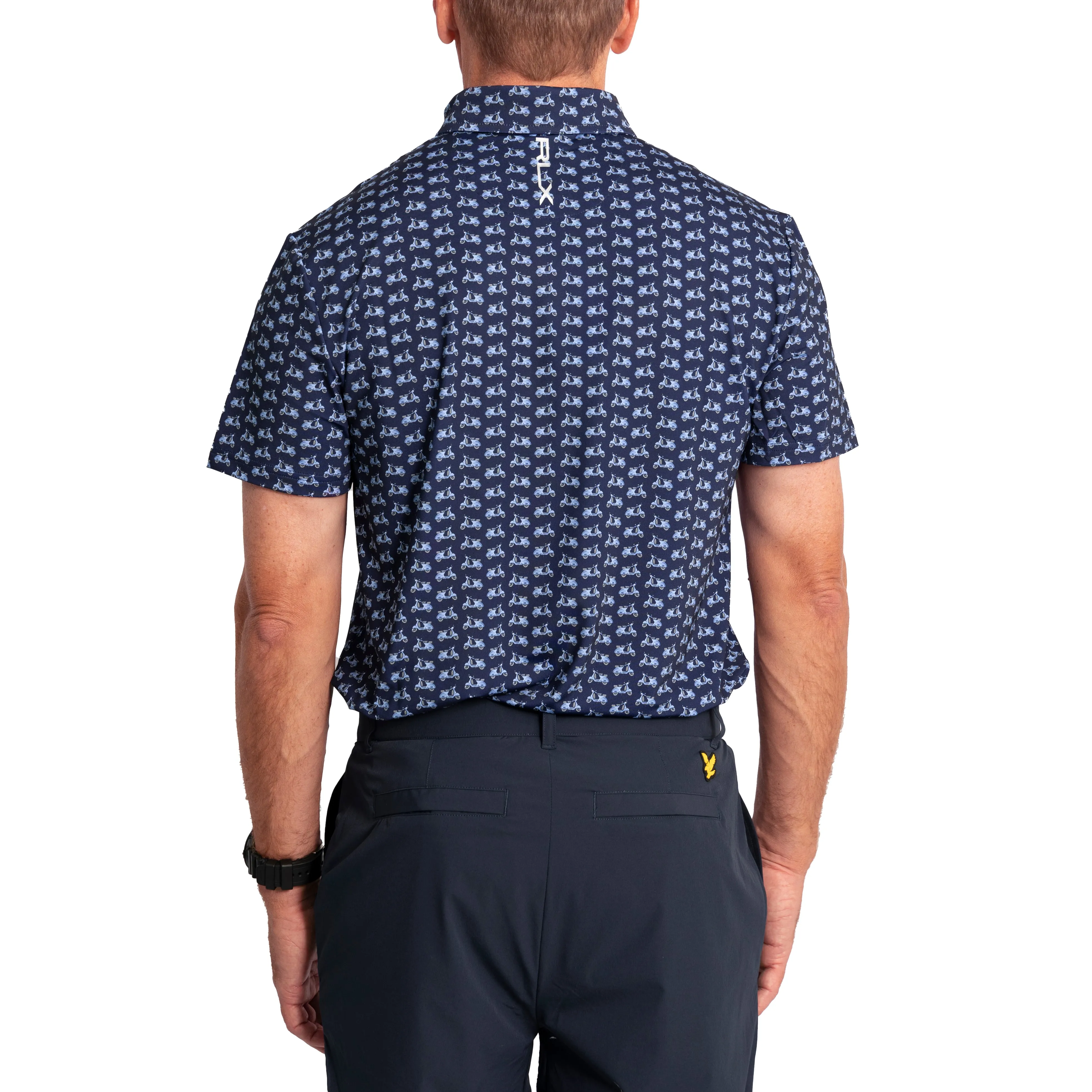 RLX Ralph Lauren Printed Lightweight Airflow Golf Shirt - French Navy Mini Moped